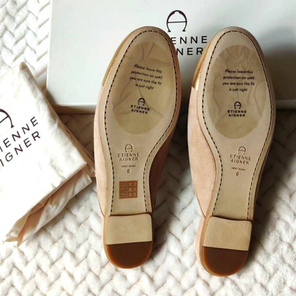 NIB ETIENNE AIGNER Suede Cap Toe Mules - Picture 3 of 5